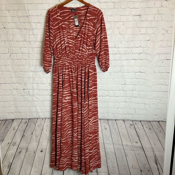 City Chic Maxi Ginger Tiger Max Dress XS Size 14 - Picture 1 of 8